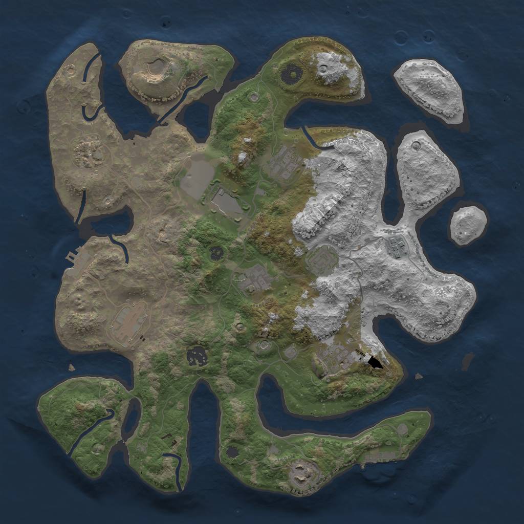 Rust Map: Procedural Map, Size: 3750, Seed: 1707311395, 16 Monuments