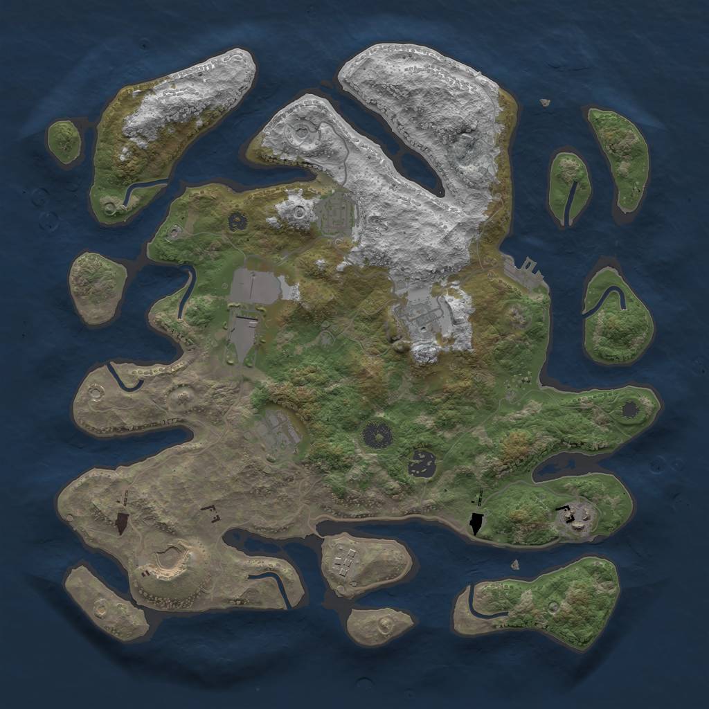 Rust Map: Procedural Map, Size: 3750, Seed: 758781749, 12 Monuments