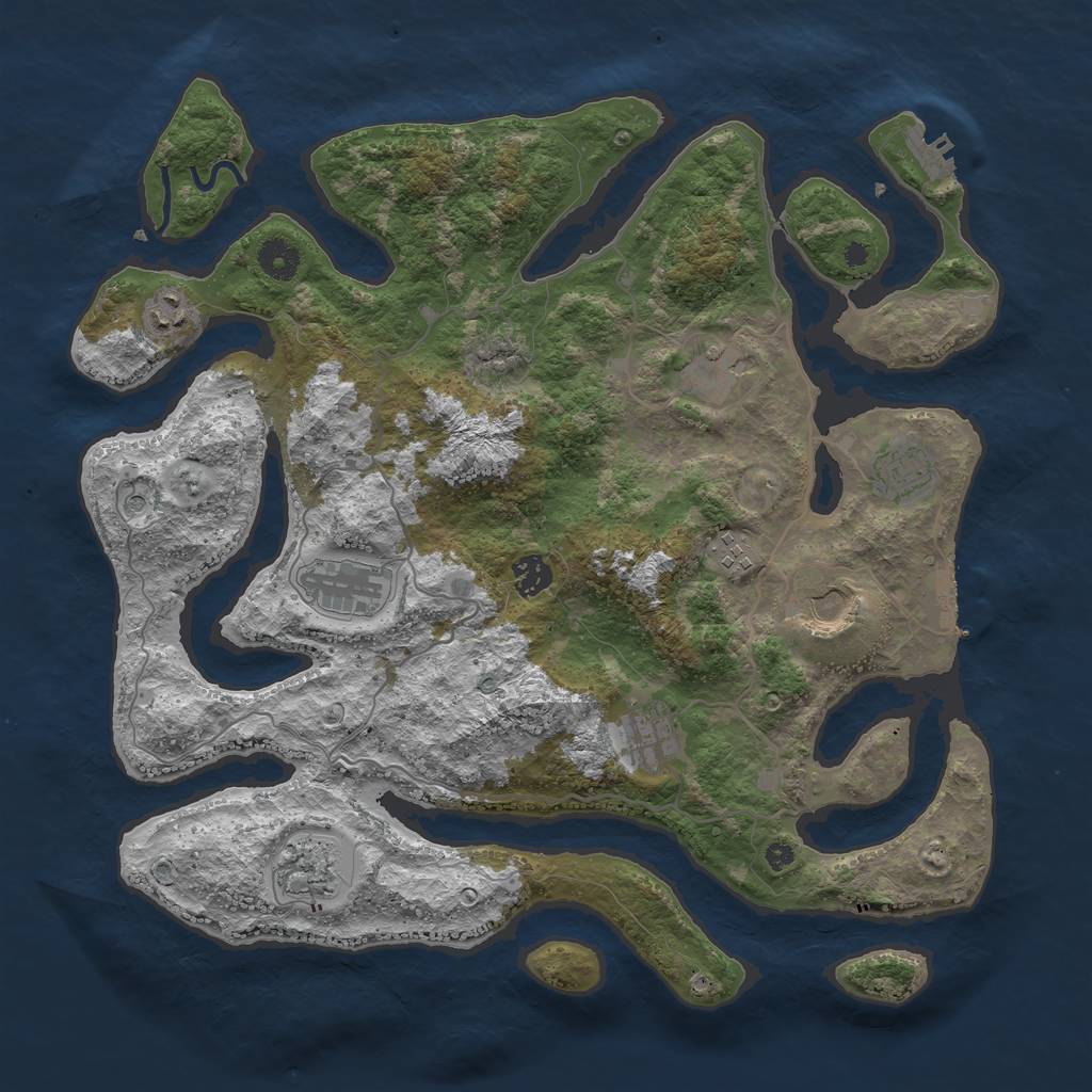 Rust Map: Procedural Map, Size: 4000, Seed: 1490253876, 14 Monuments