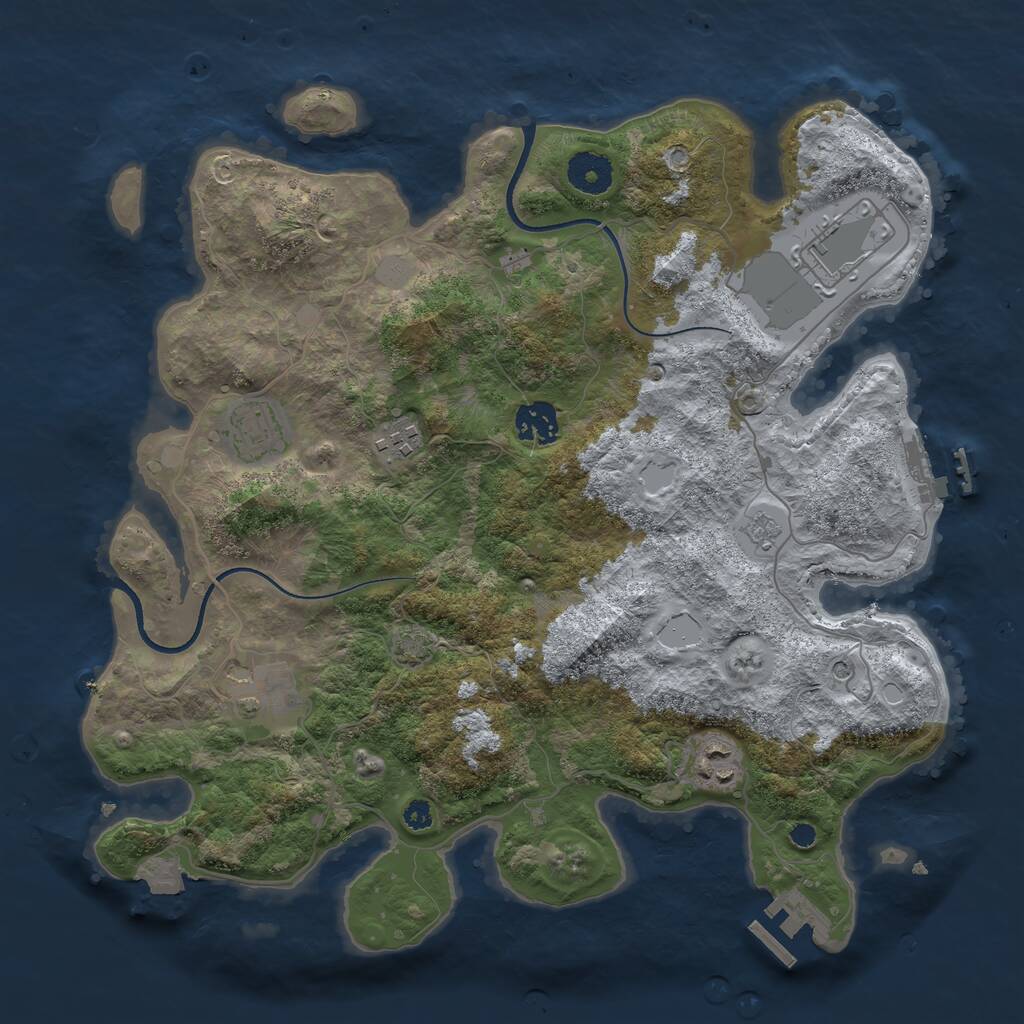 Rust Map: Procedural Map, Size: 3500, Seed: 1238473, 12 Monuments