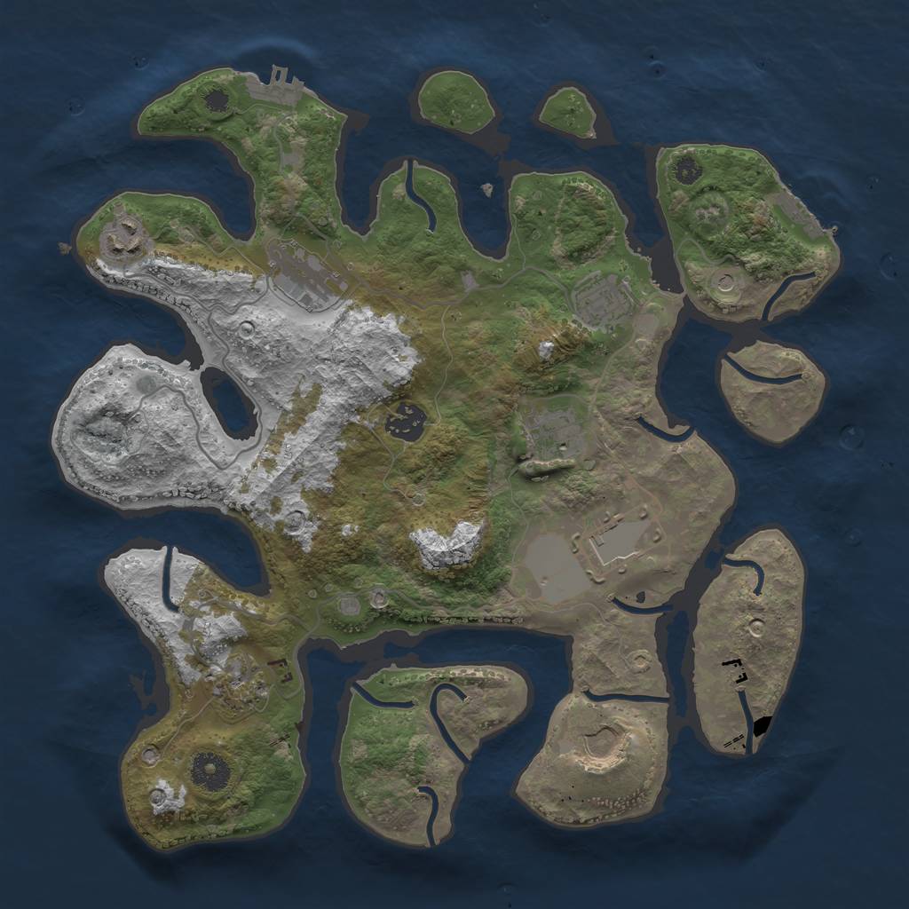 Rust Map: Procedural Map, Size: 3500, Seed: 1824576684, 13 Monuments