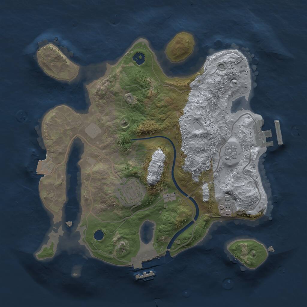 Rust Map: Procedural Map, Size: 2500, Seed: 16721, 6 Monuments