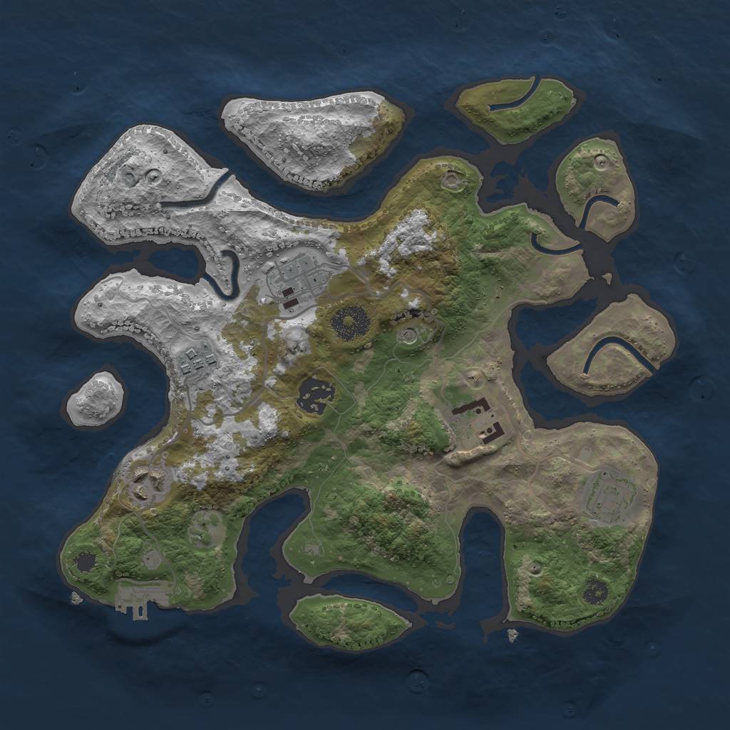 Rust Map: Procedural Map, Size: 3000, Seed: 209531667, 10 Monuments