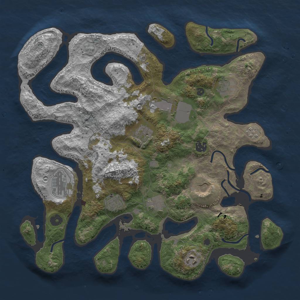 Rust Map: Procedural Map, Size: 3850, Seed: 8874, 13 Monuments