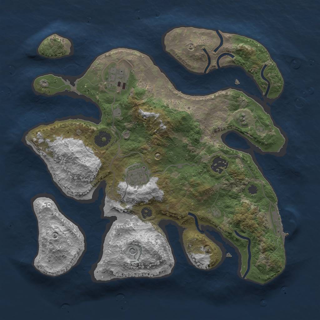 Rust Map: Procedural Map, Size: 3000, Seed: 651381416, 7 Monuments