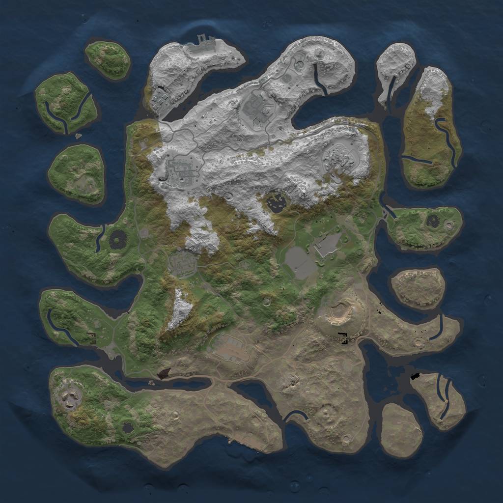 Rust Map: Procedural Map, Size: 4000, Seed: 2304443, 15 Monuments