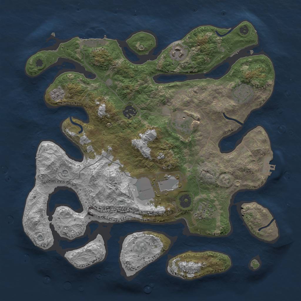 Rust Map: Procedural Map, Size: 3500, Seed: 16072021, 12 Monuments