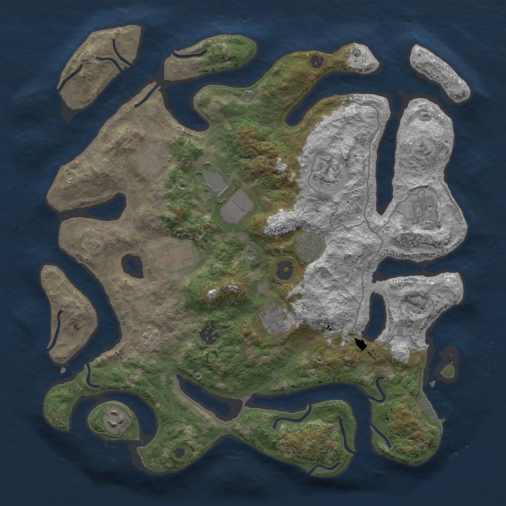 Rust Map: Procedural Map, Size: 4000, Seed: 5649012, 14 Monuments