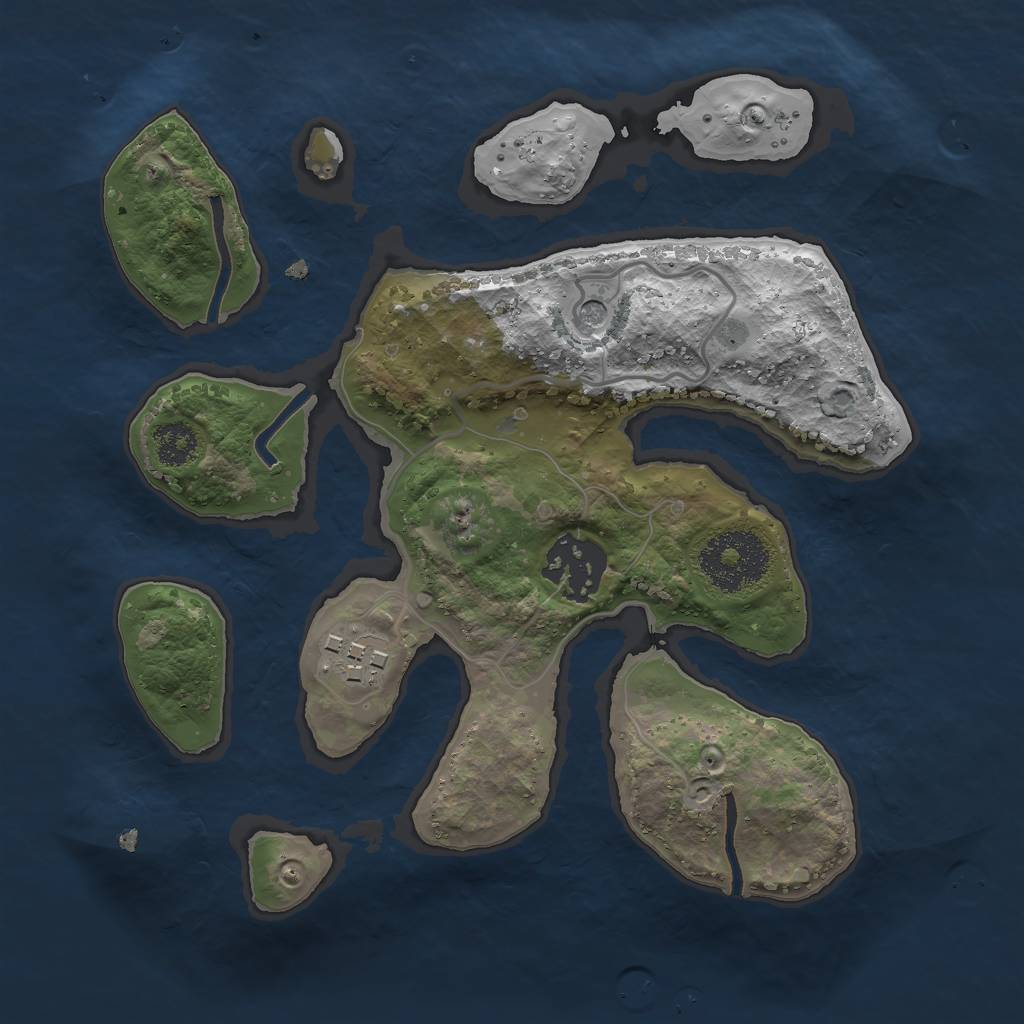 Rust Map: Procedural Map, Size: 2400, Seed: 6970, 5 Monuments