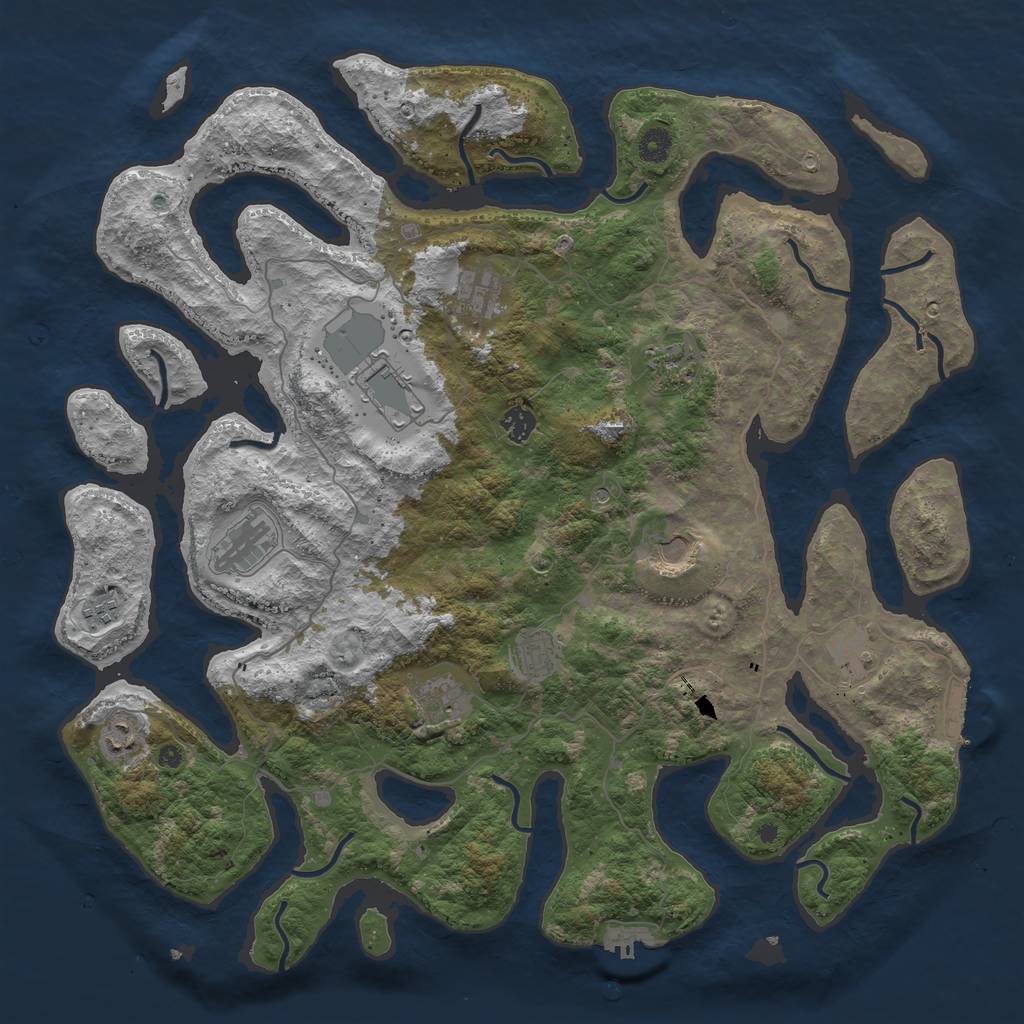 Rust Map: Procedural Map, Size: 4500, Seed: 1137856167, 16 Monuments