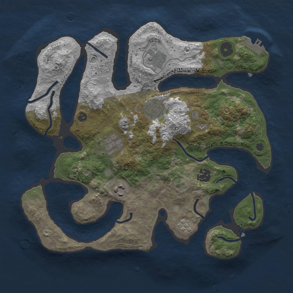 Rust Map: Procedural Map, Size: 3250, Seed: 45, 10 Monuments