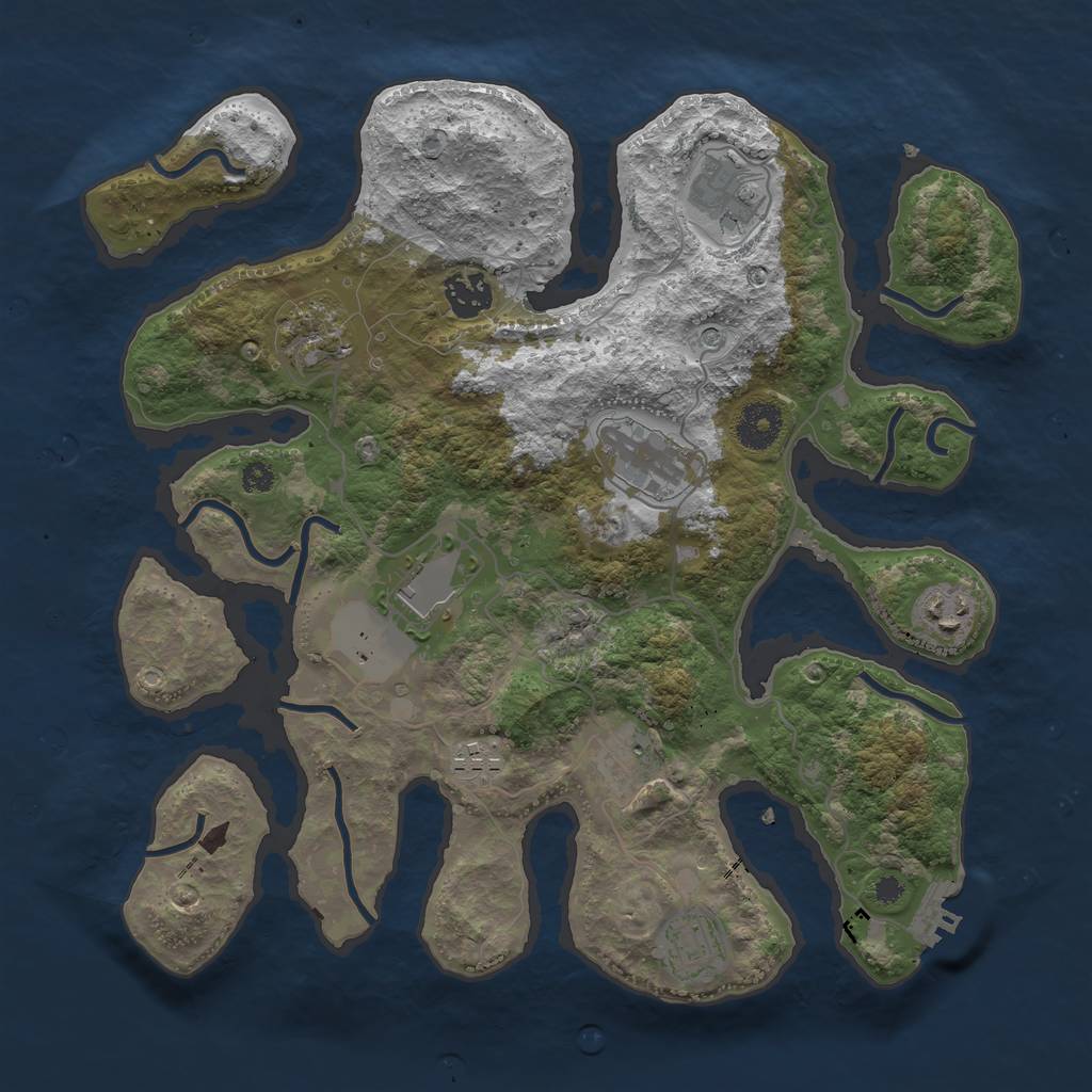 Rust Map: Procedural Map, Size: 3500, Seed: 1144253745, 13 Monuments