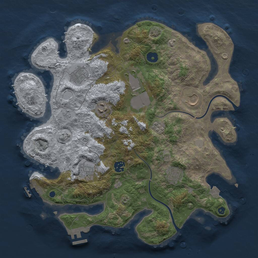 Rust Map: Procedural Map, Size: 3500, Seed: 756971, 14 Monuments