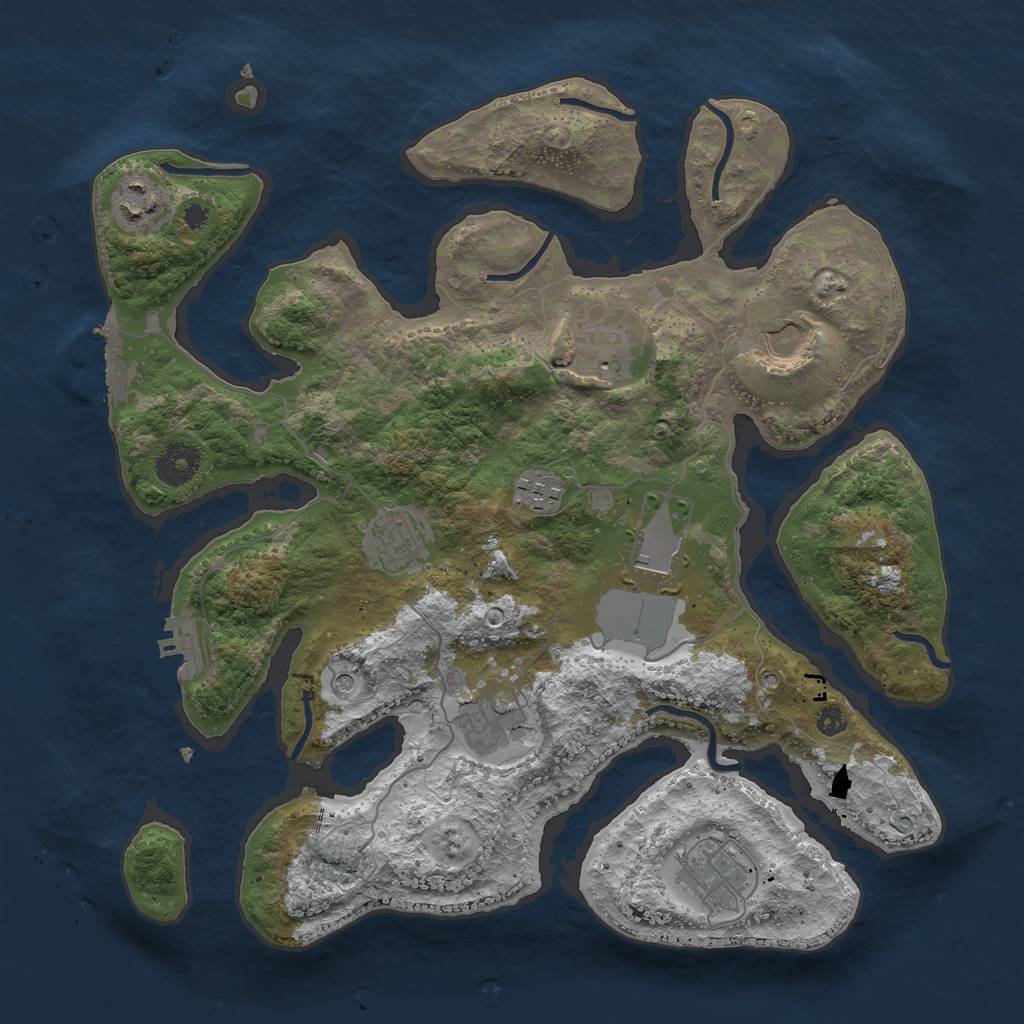 Rust Map: Procedural Map, Size: 3500, Seed: 633080402, 13 Monuments