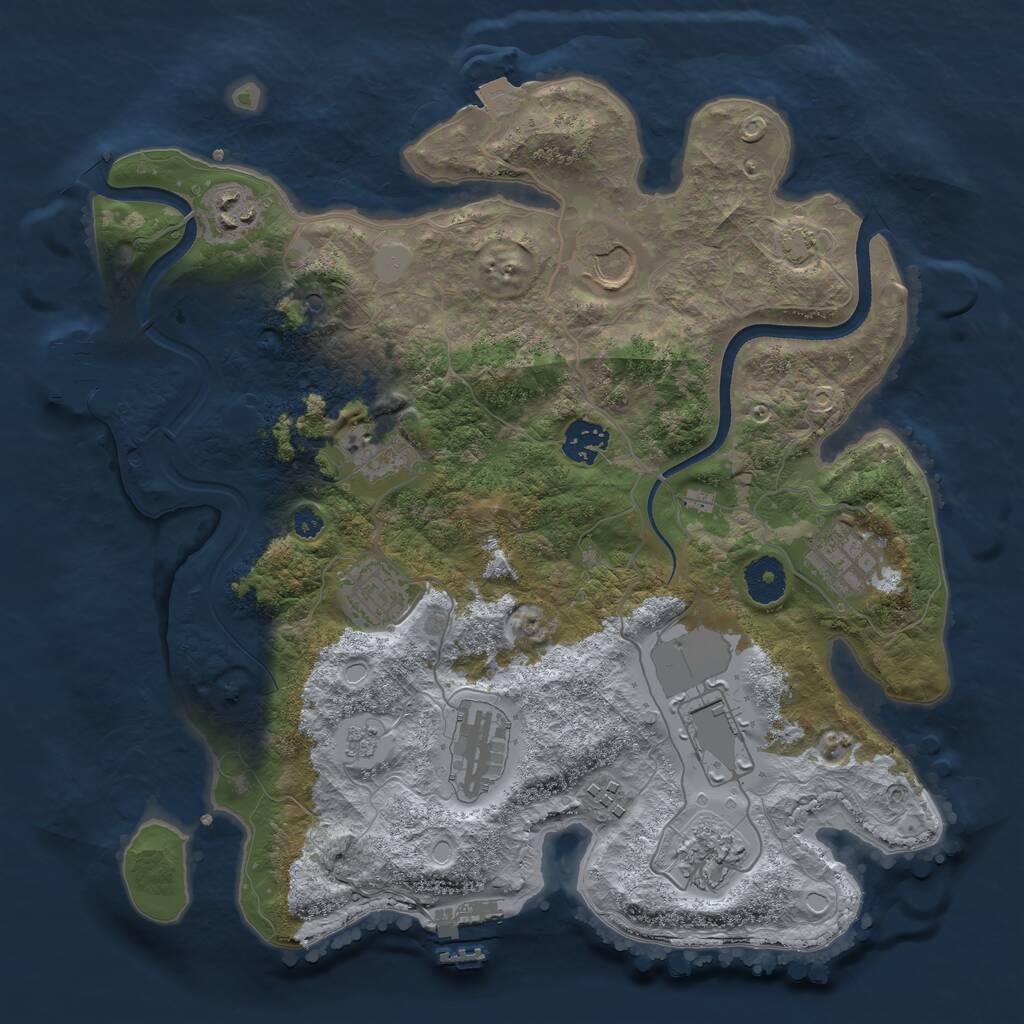 Rust Map: Procedural Map, Size: 3500, Seed: 633080402, 16 Monuments