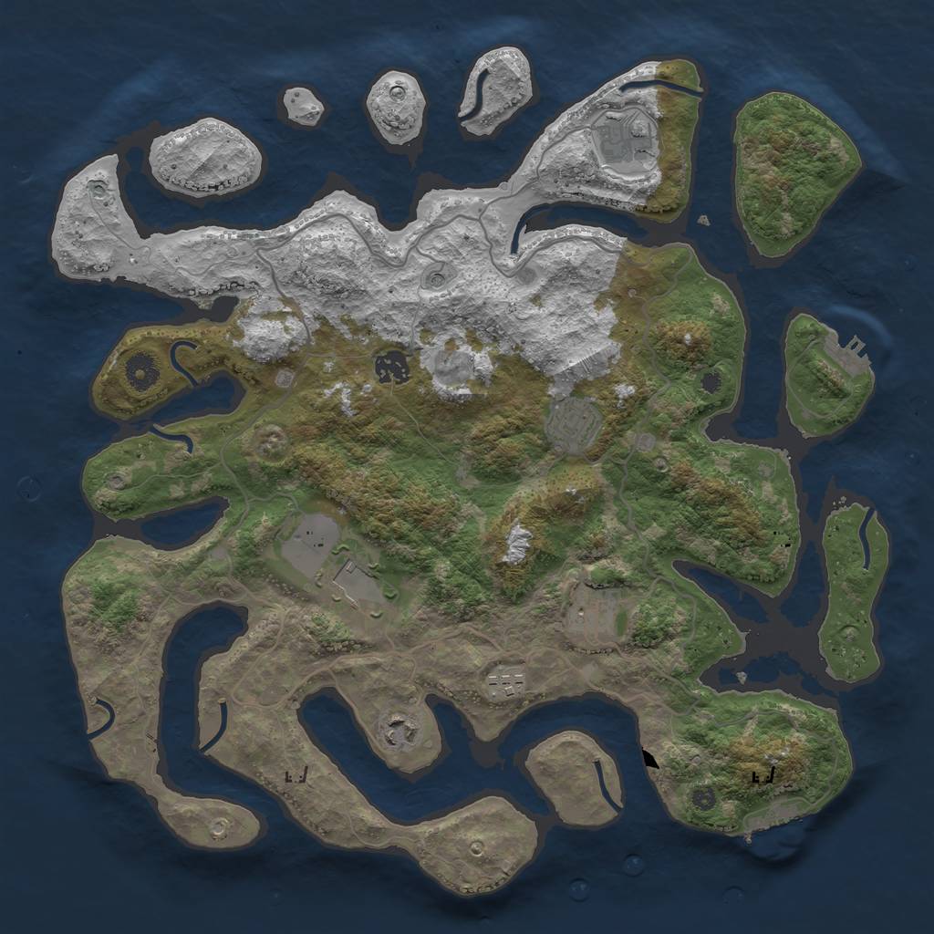 Rust Map: Procedural Map, Size: 4000, Seed: 1607202101, 12 Monuments