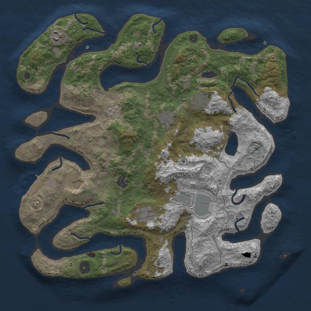 Rust Map: Procedural Map, Size: 4000, Seed: 126751, 12 Monuments