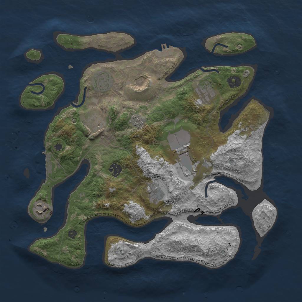 Rust Map: Procedural Map, Size: 3500, Seed: 863899458, 13 Monuments