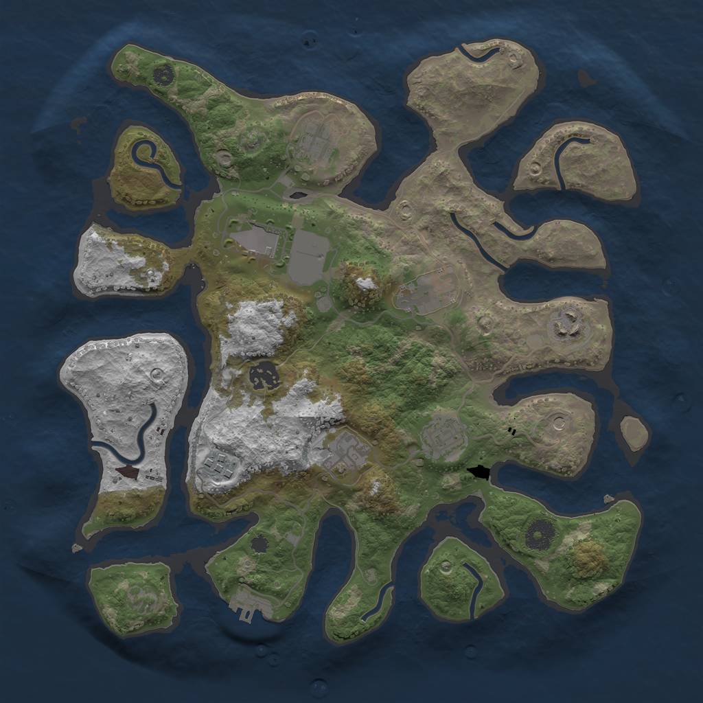 Rust Map: Procedural Map, Size: 3500, Seed: 1242160913, 12 Monuments