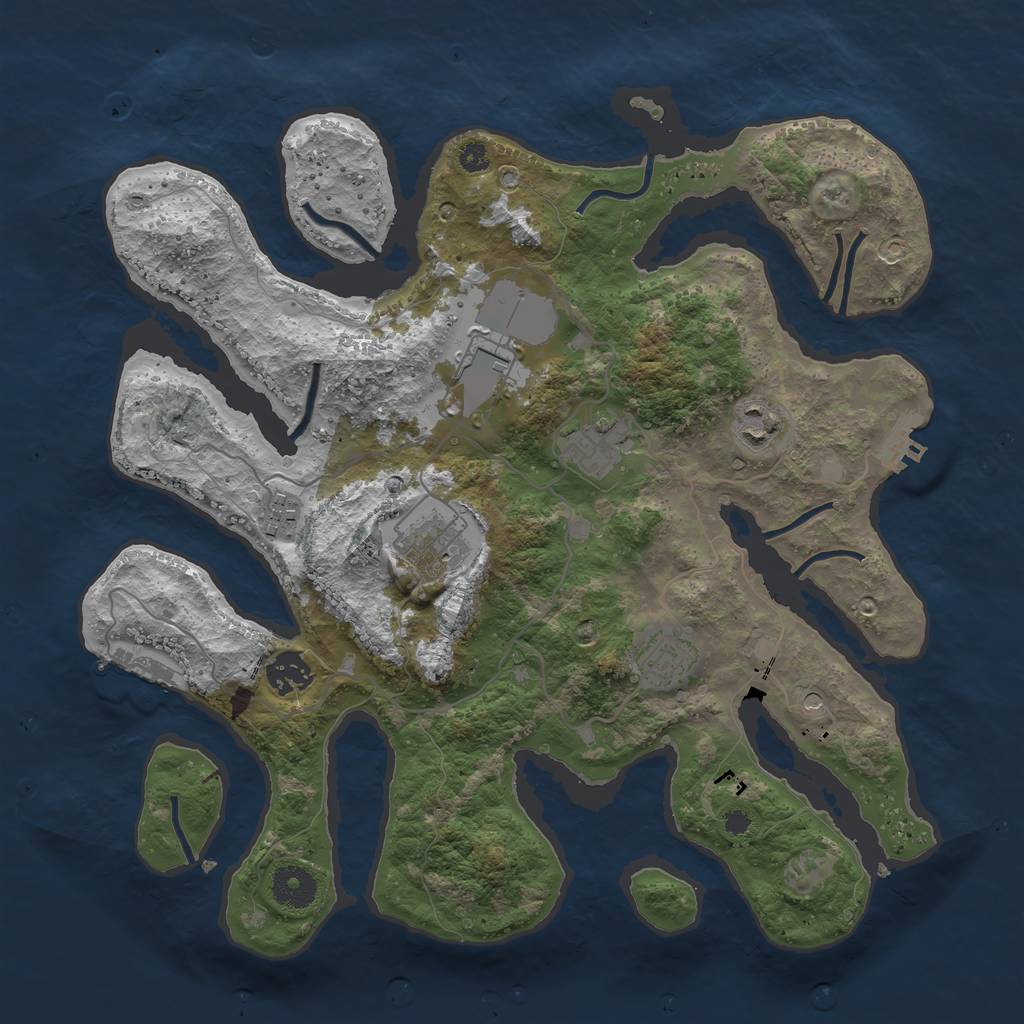 Rust Map: Procedural Map, Size: 3550, Seed: 55707800, 12 Monuments