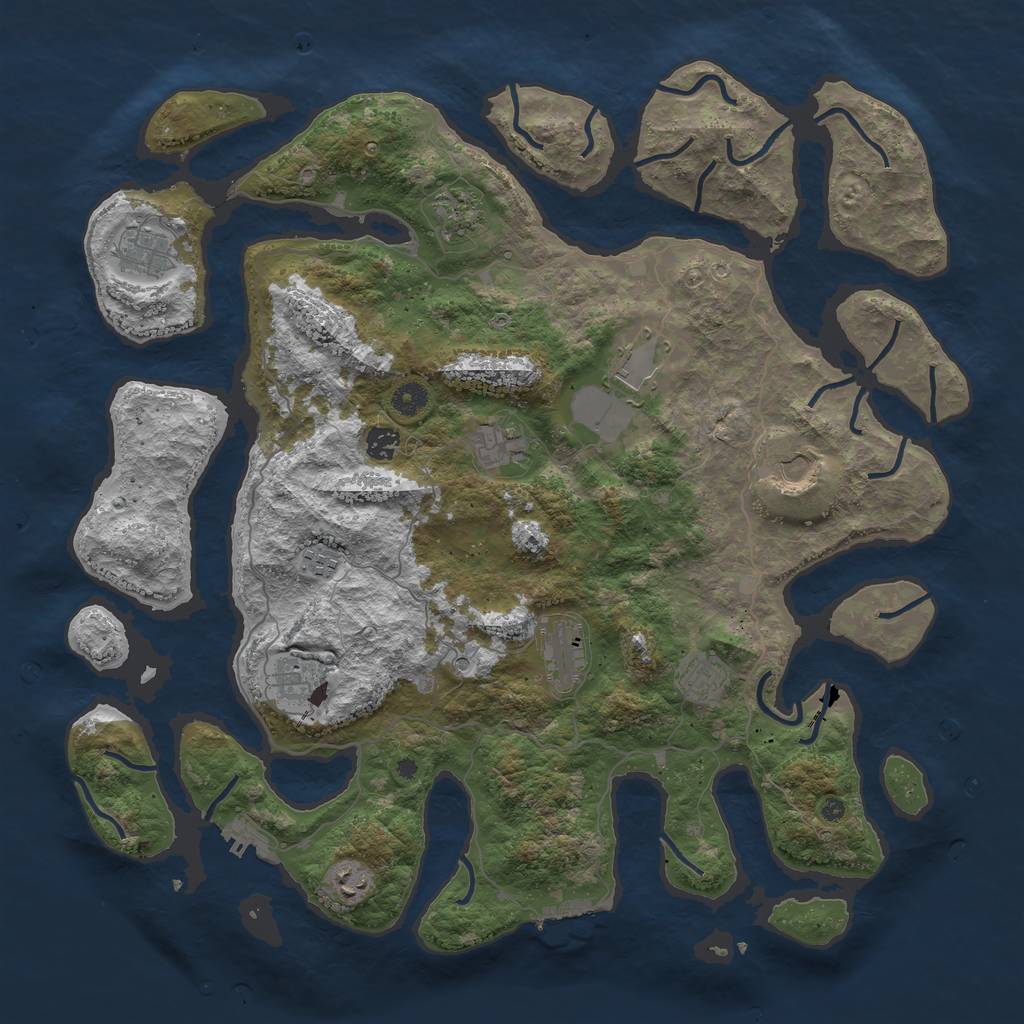 Rust Map: Procedural Map, Size: 4500, Seed: 1329049761, 16 Monuments