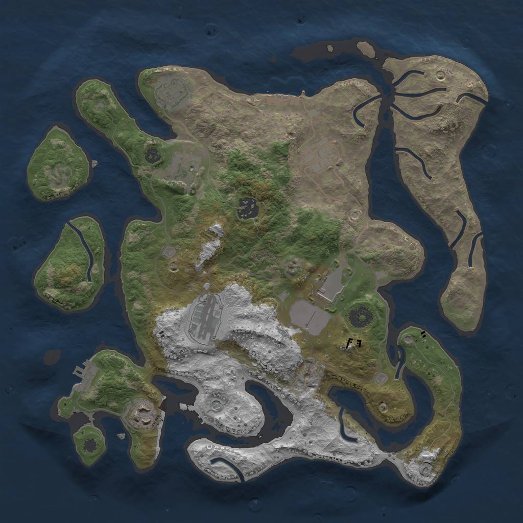 Rust Map: Procedural Map, Size: 3500, Seed: 12399, 12 Monuments