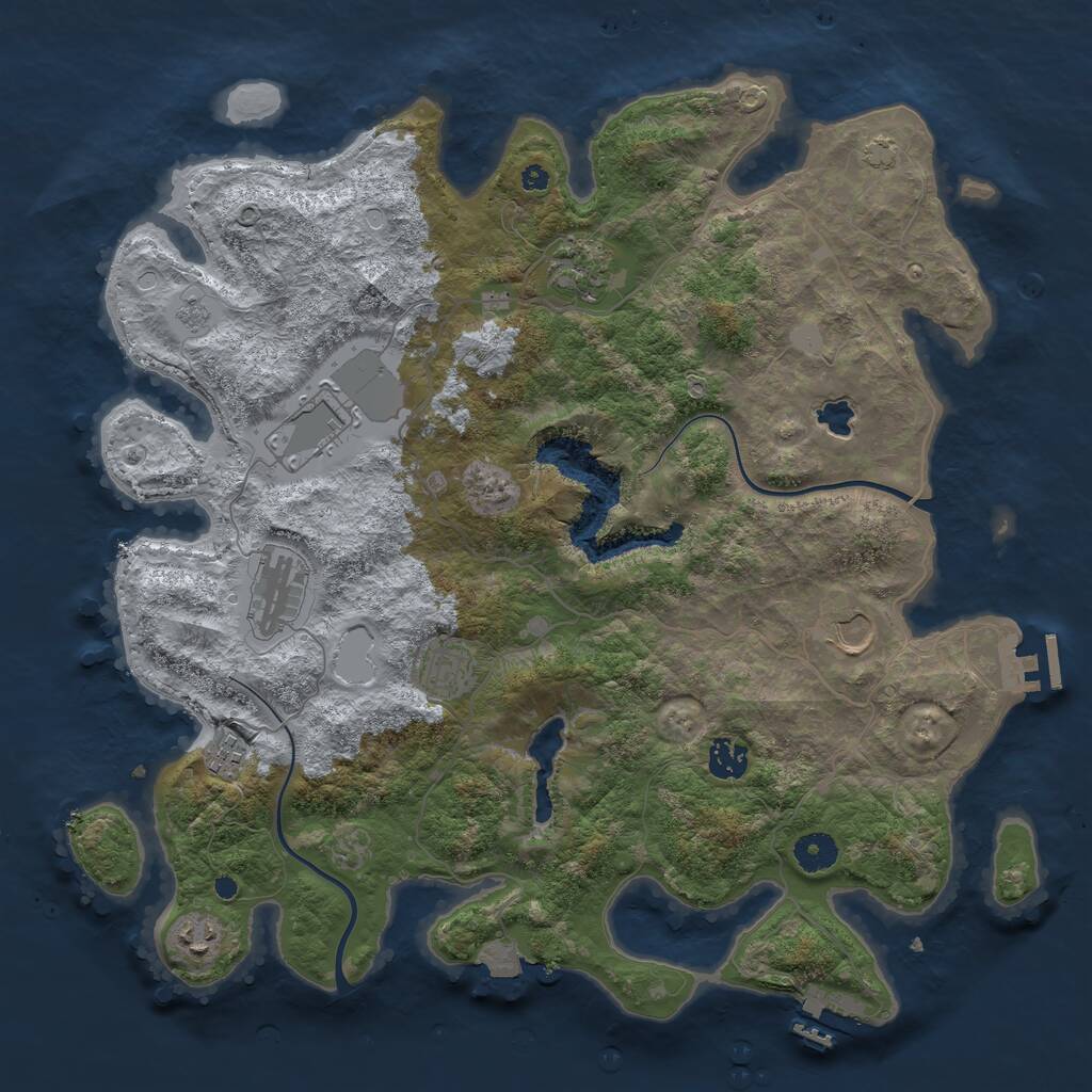 Rust Map: Procedural Map, Size: 4000, Seed: 1973206133, 13 Monuments