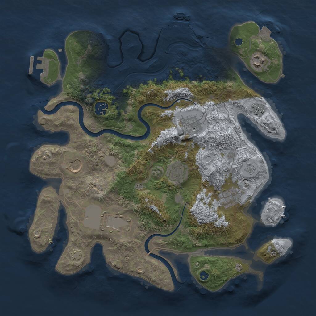 Rust Map: Procedural Map, Size: 3500, Seed: 109238742, 14 Monuments