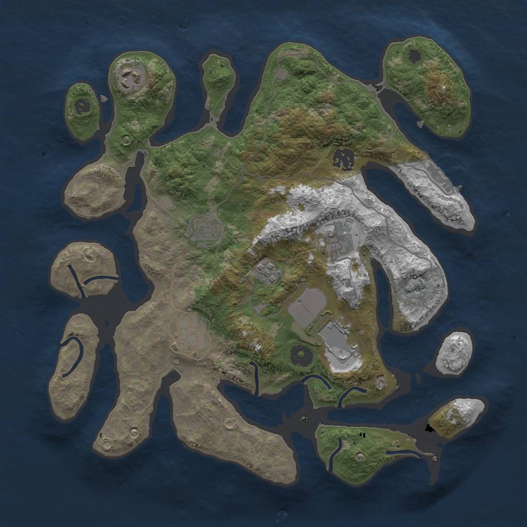 Rust Map: Procedural Map, Size: 3500, Seed: 109238742, 10 Monuments