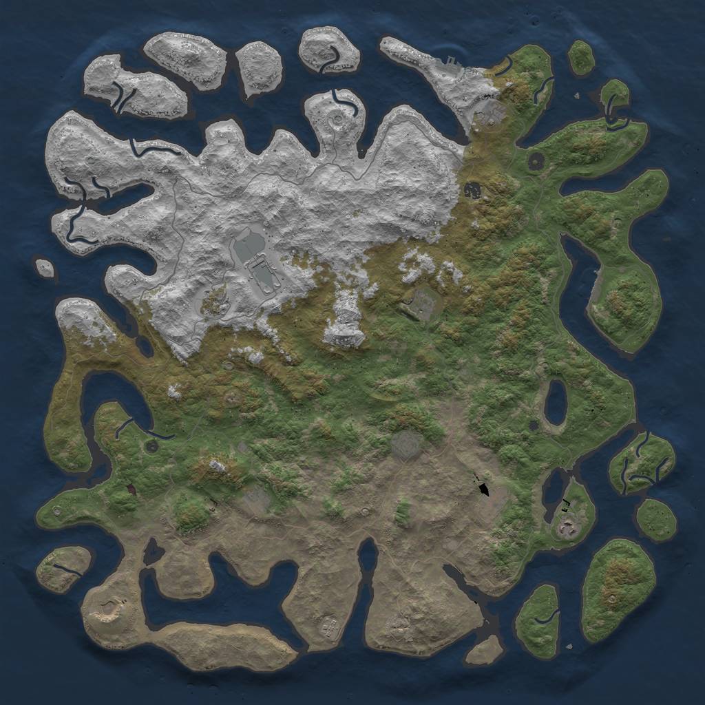 Rust Map: Procedural Map, Size: 6000, Seed: 73759060, 16 Monuments