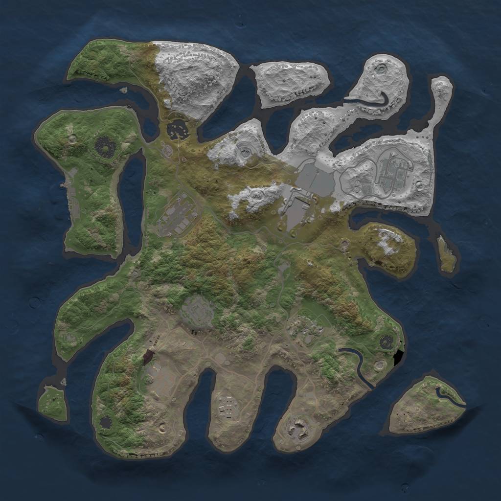 Rust Map: Procedural Map, Size: 3500, Seed: 2002754, 13 Monuments