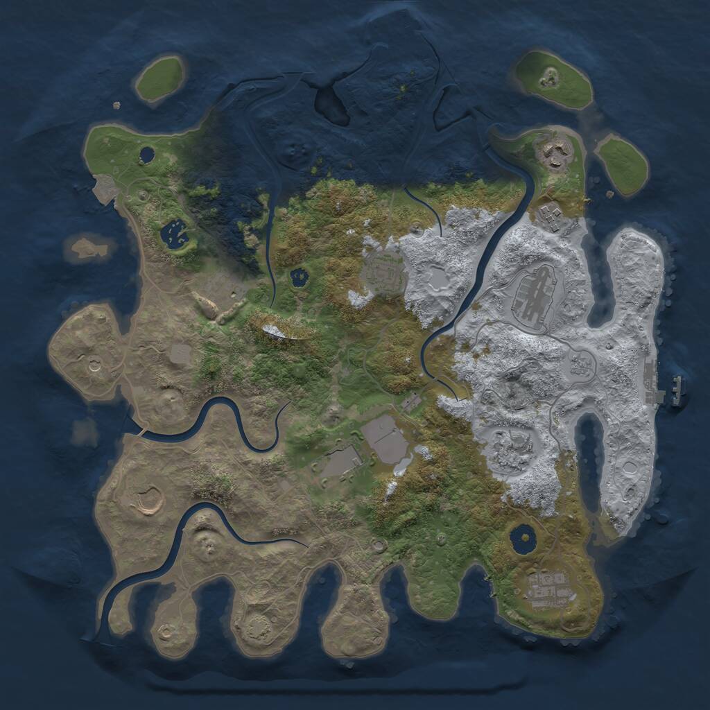 Rust Map: Procedural Map, Size: 3800, Seed: 203261009, 16 Monuments