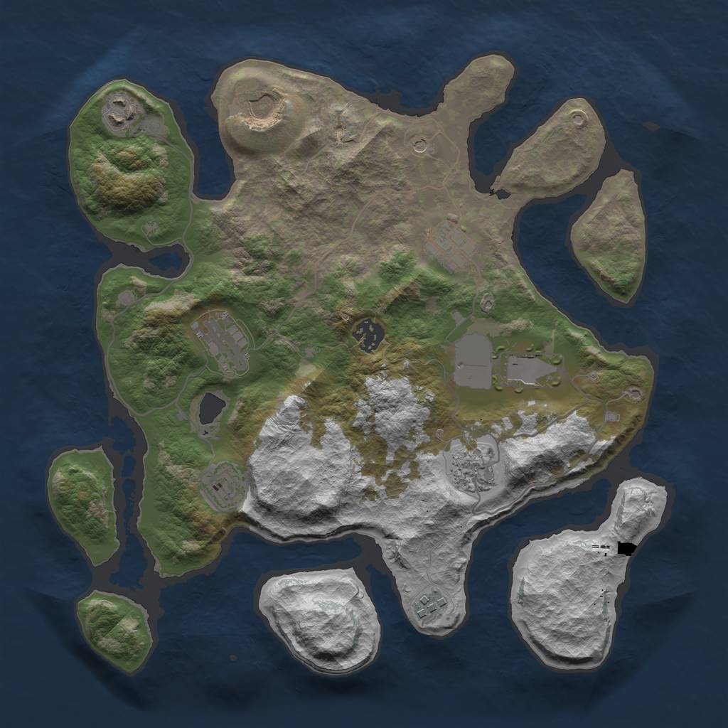 Rust Map: Barren, Size: 3500, Seed: 1560928009, 12 Monuments