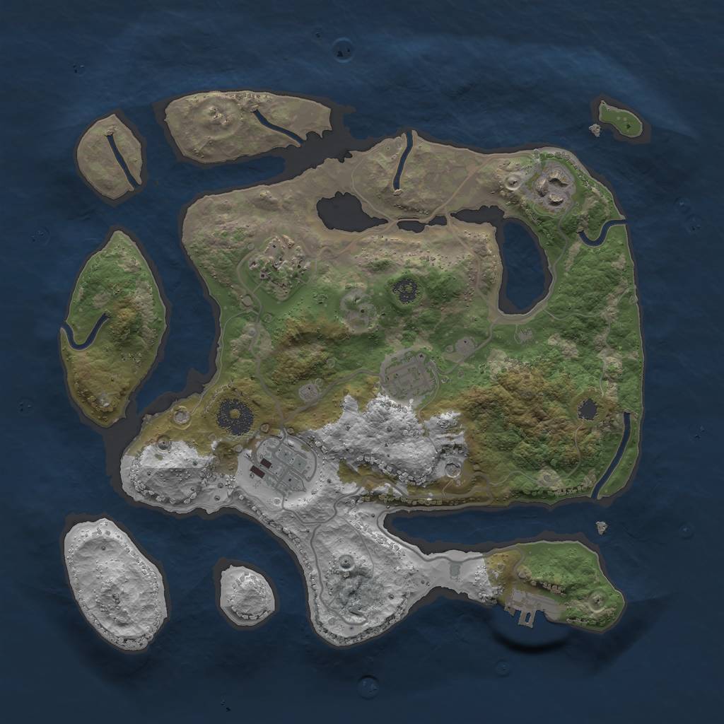 Rust Map: Procedural Map, Size: 3000, Seed: 76547, 8 Monuments