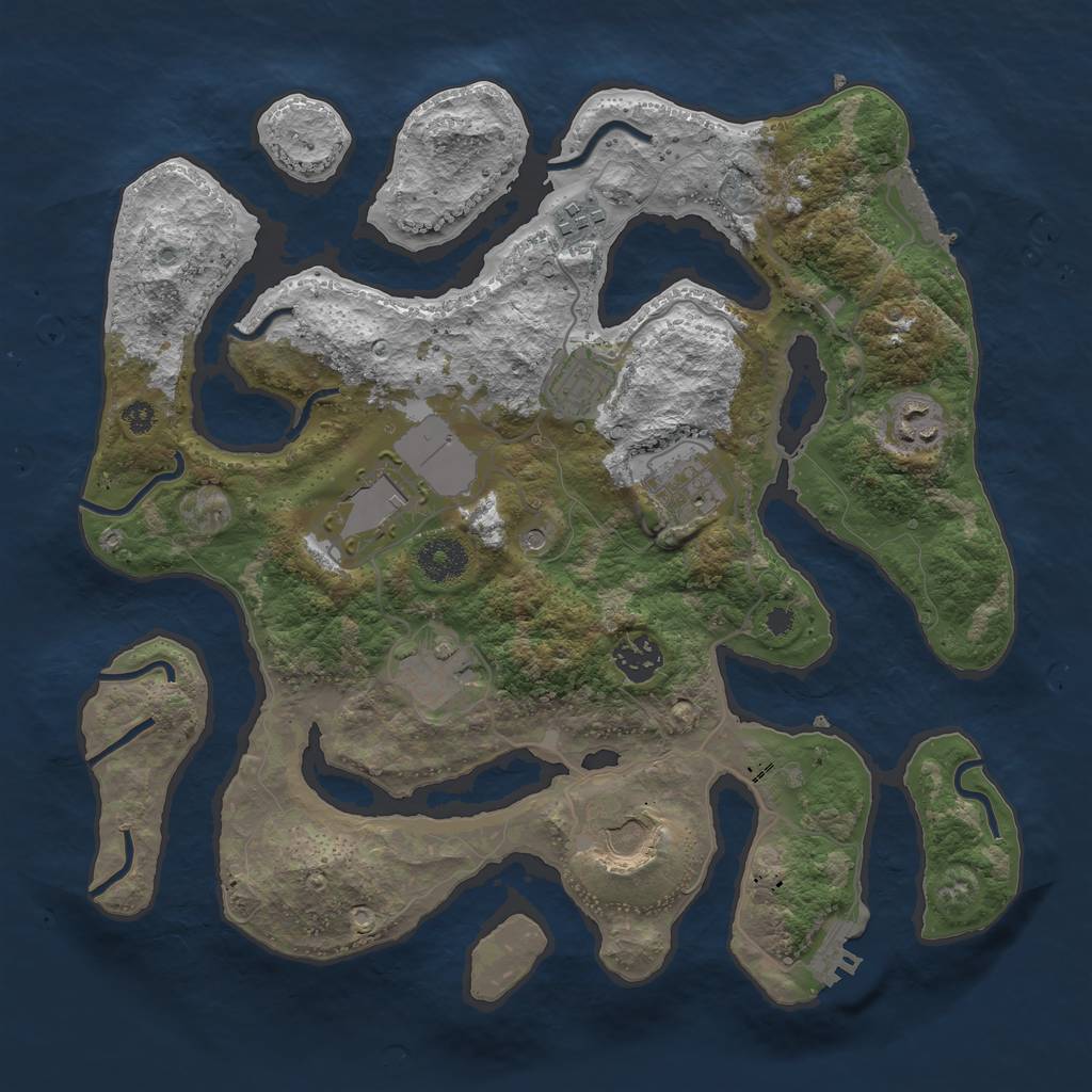 Rust Map: Procedural Map, Size: 3500, Seed: 736727868, 13 Monuments
