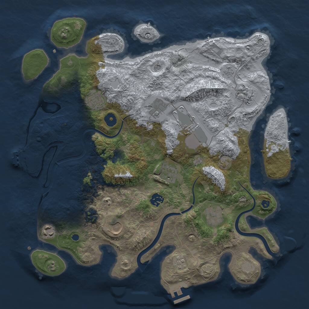 Rust Map: Procedural Map, Size: 3700, Seed: 1503895449, 16 Monuments