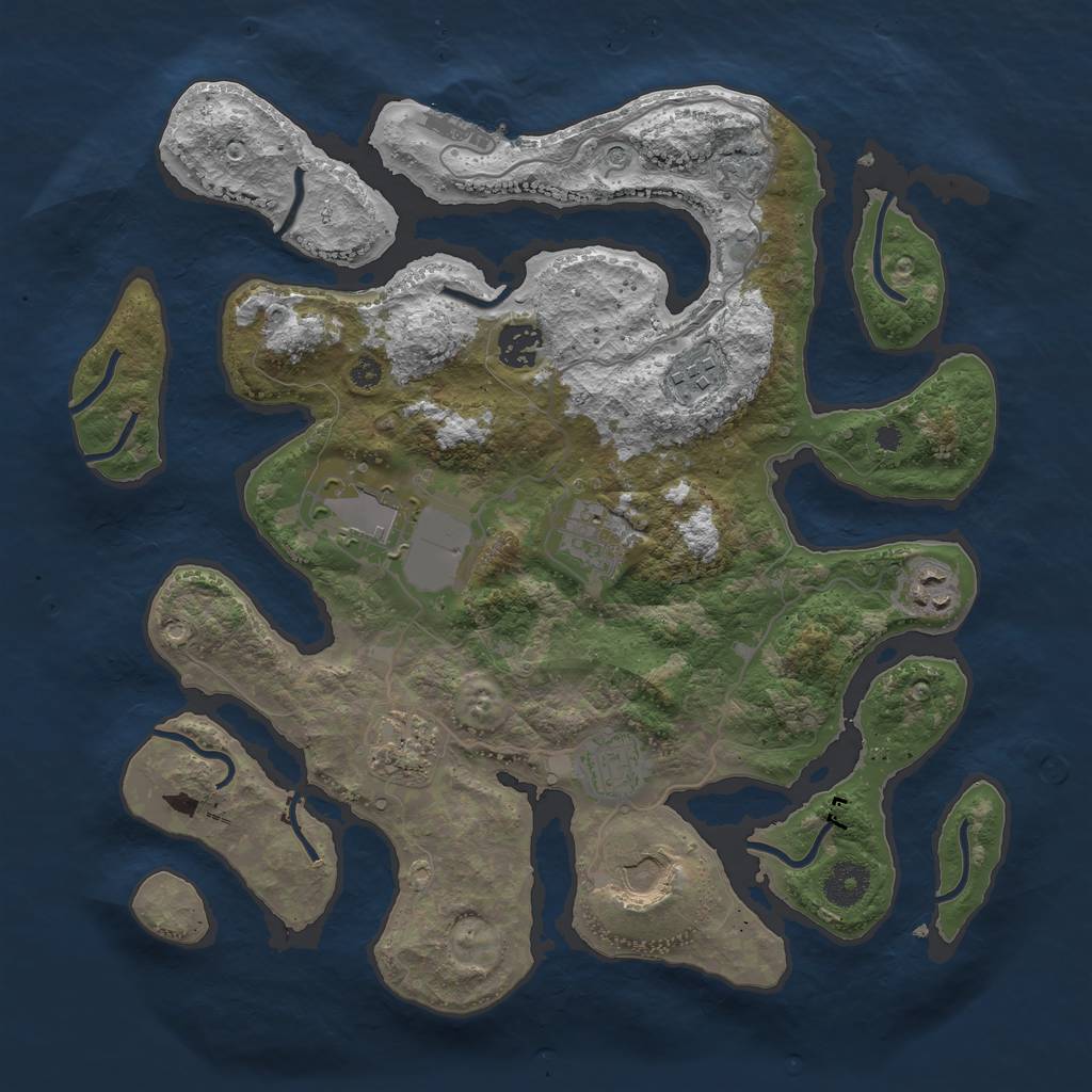 Rust Map: Procedural Map, Size: 3600, Seed: 715, 12 Monuments