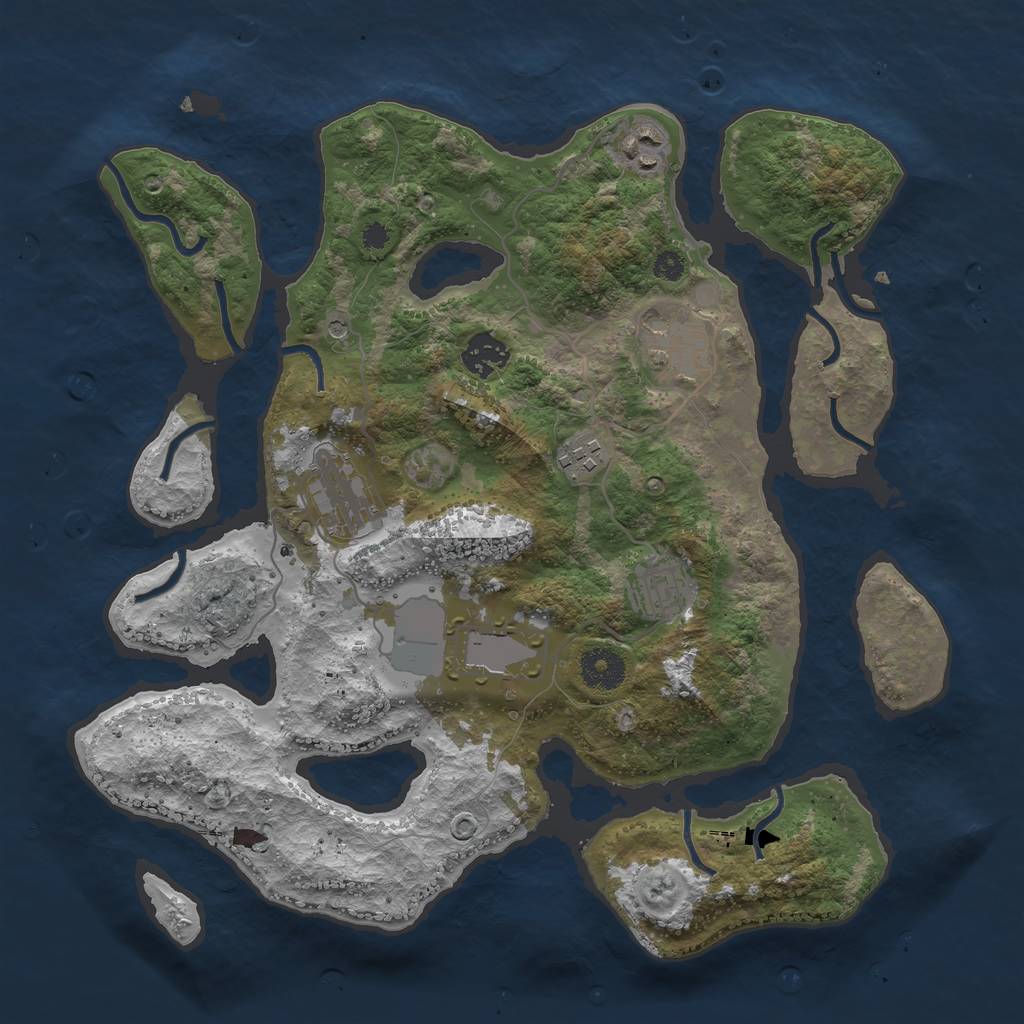 Rust Map: Procedural Map, Size: 3500, Seed: 263421455, 10 Monuments