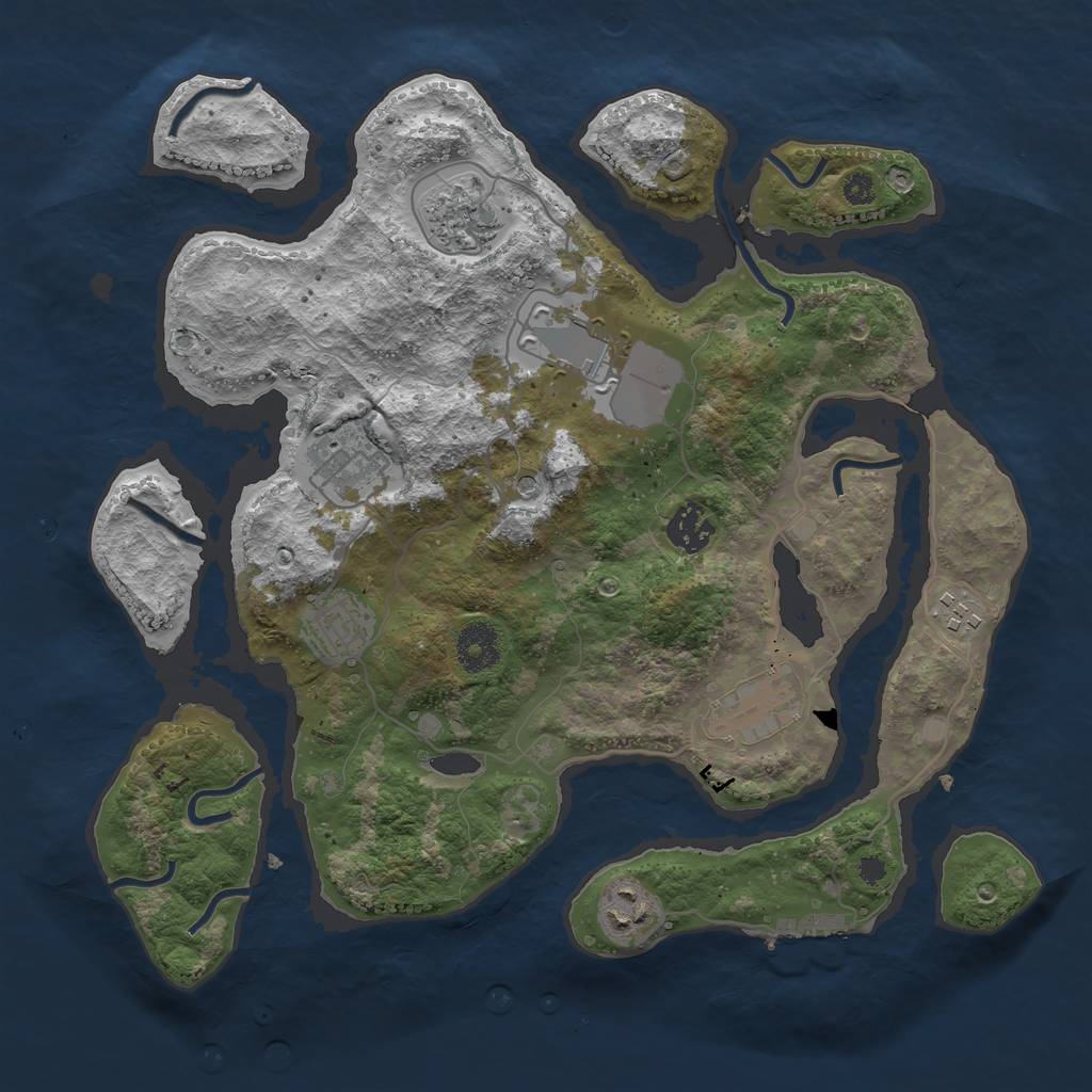 Rust Map: Procedural Map, Size: 3500, Seed: 321423680, 12 Monuments