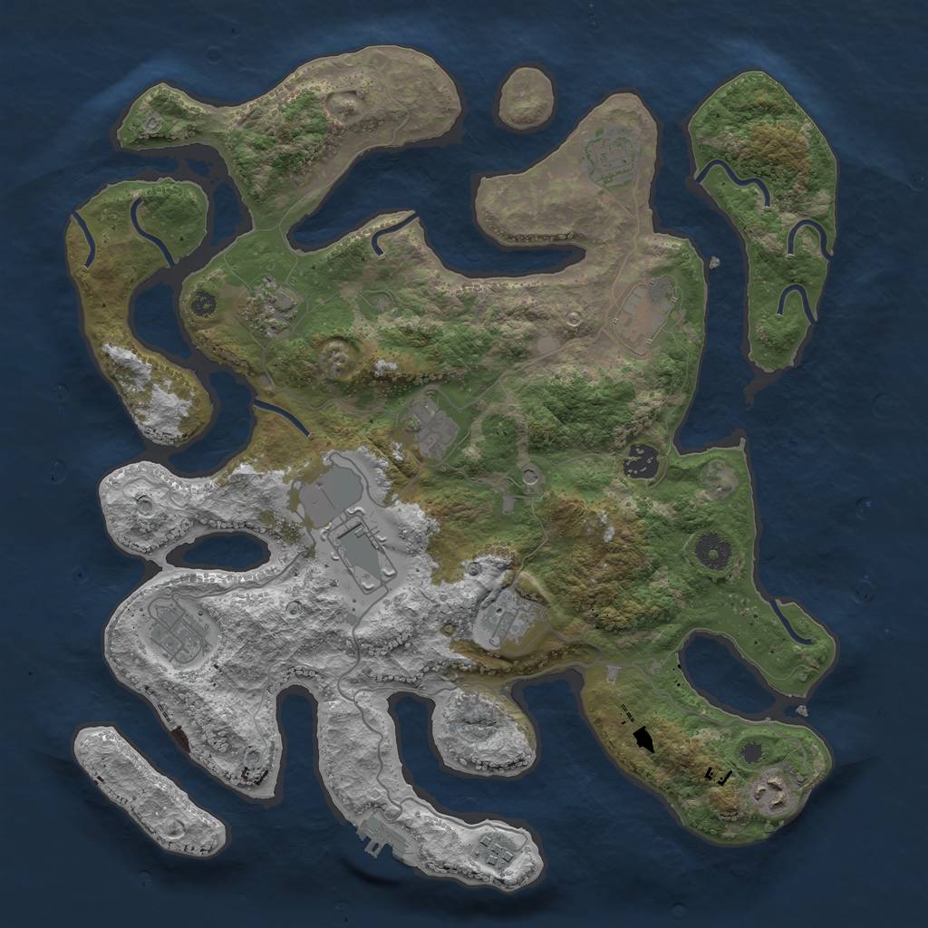Rust Map: Procedural Map, Size: 3875, Seed: 1577694174, 14 Monuments