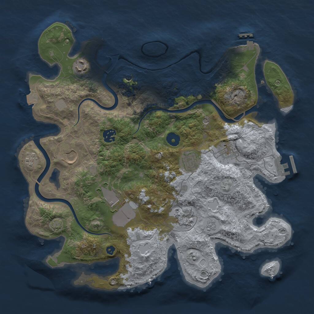 Rust Map: Procedural Map, Size: 3500, Seed: 256610224, 14 Monuments