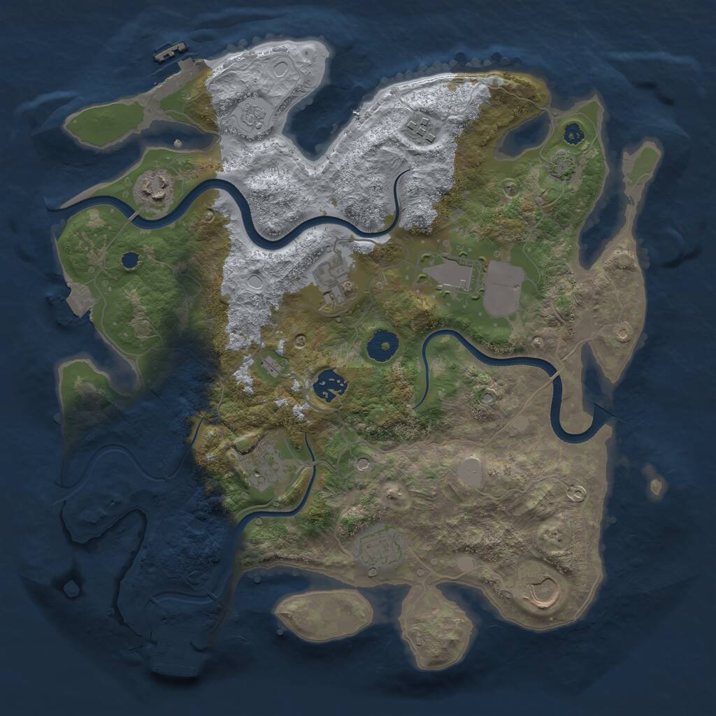 Rust Map: Procedural Map, Size: 3500, Seed: 1703342982, 14 Monuments