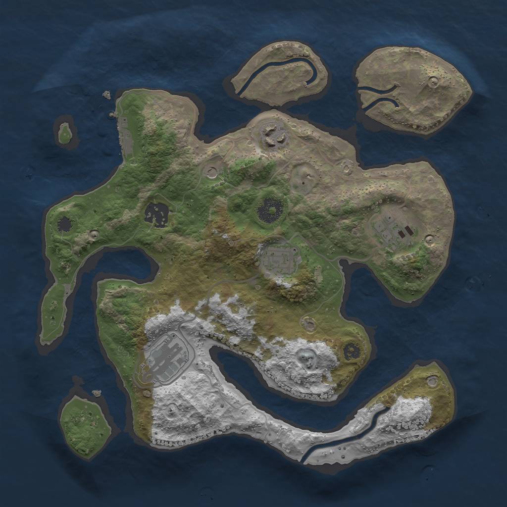 Rust Map: Procedural Map, Size: 3000, Seed: 1472186365, 9 Monuments