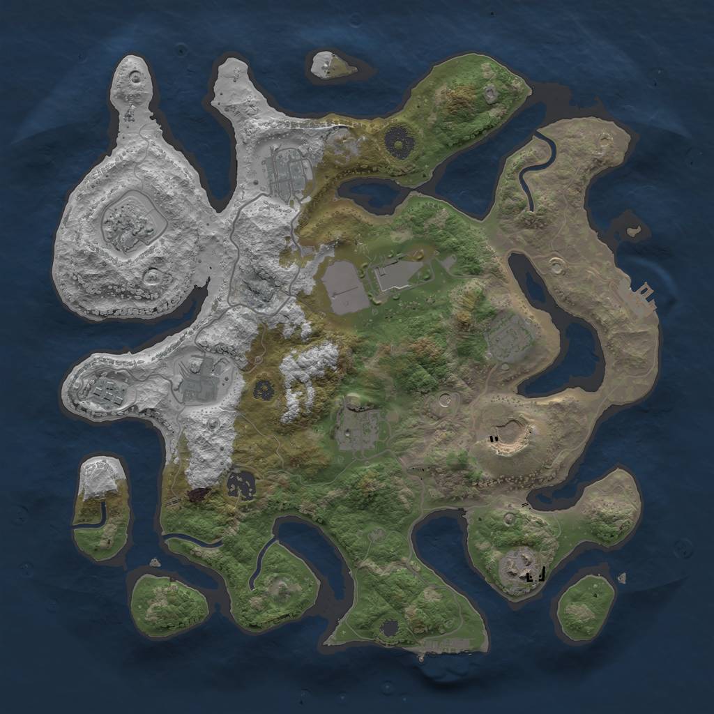 Rust Map: Procedural Map, Size: 3500, Seed: 5074557, 15 Monuments