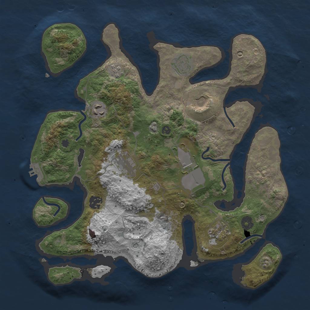 Rust Map: Procedural Map, Size: 3500, Seed: 535354927, 12 Monuments