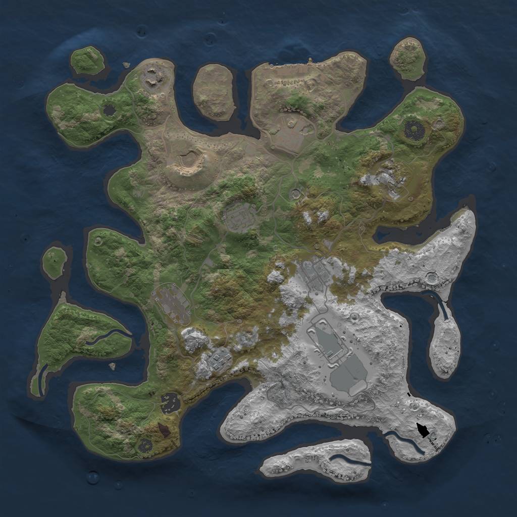 Rust Map: Procedural Map, Size: 3700, Seed: 1931026584, 14 Monuments