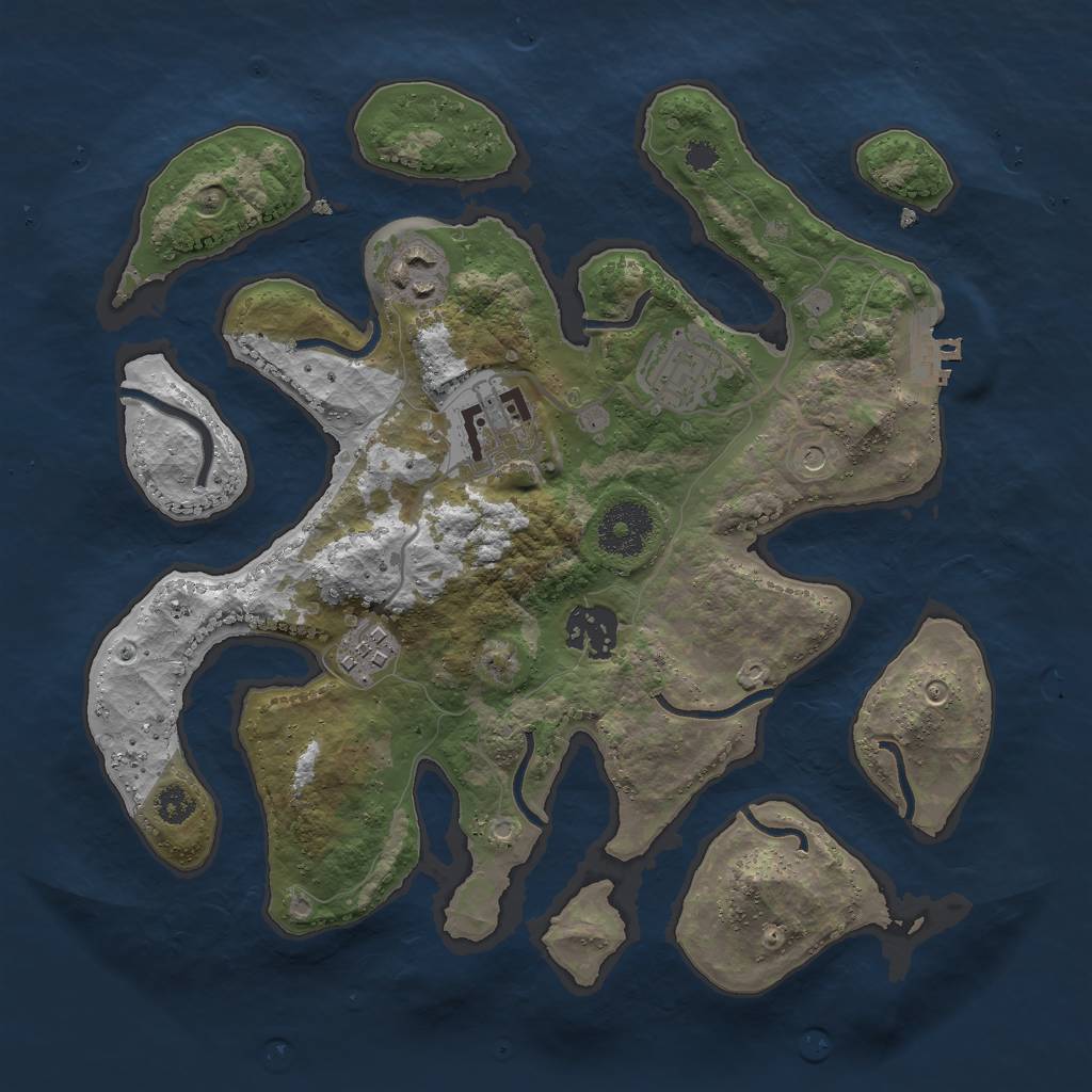 Rust Map: Procedural Map, Size: 3000, Seed: 694885, 9 Monuments