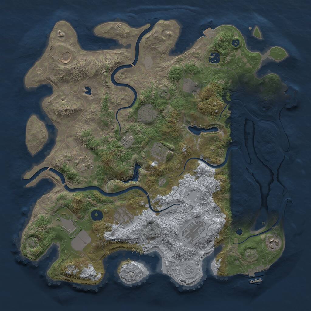 Rust Map: Procedural Map, Size: 4000, Seed: 802479, 17 Monuments