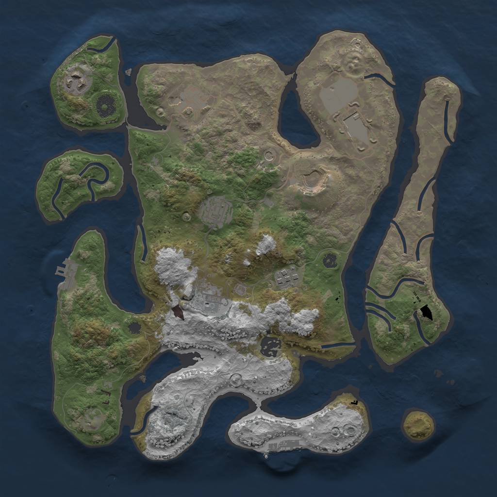 Rust Map: Procedural Map, Size: 3500, Seed: 1885070152, 13 Monuments