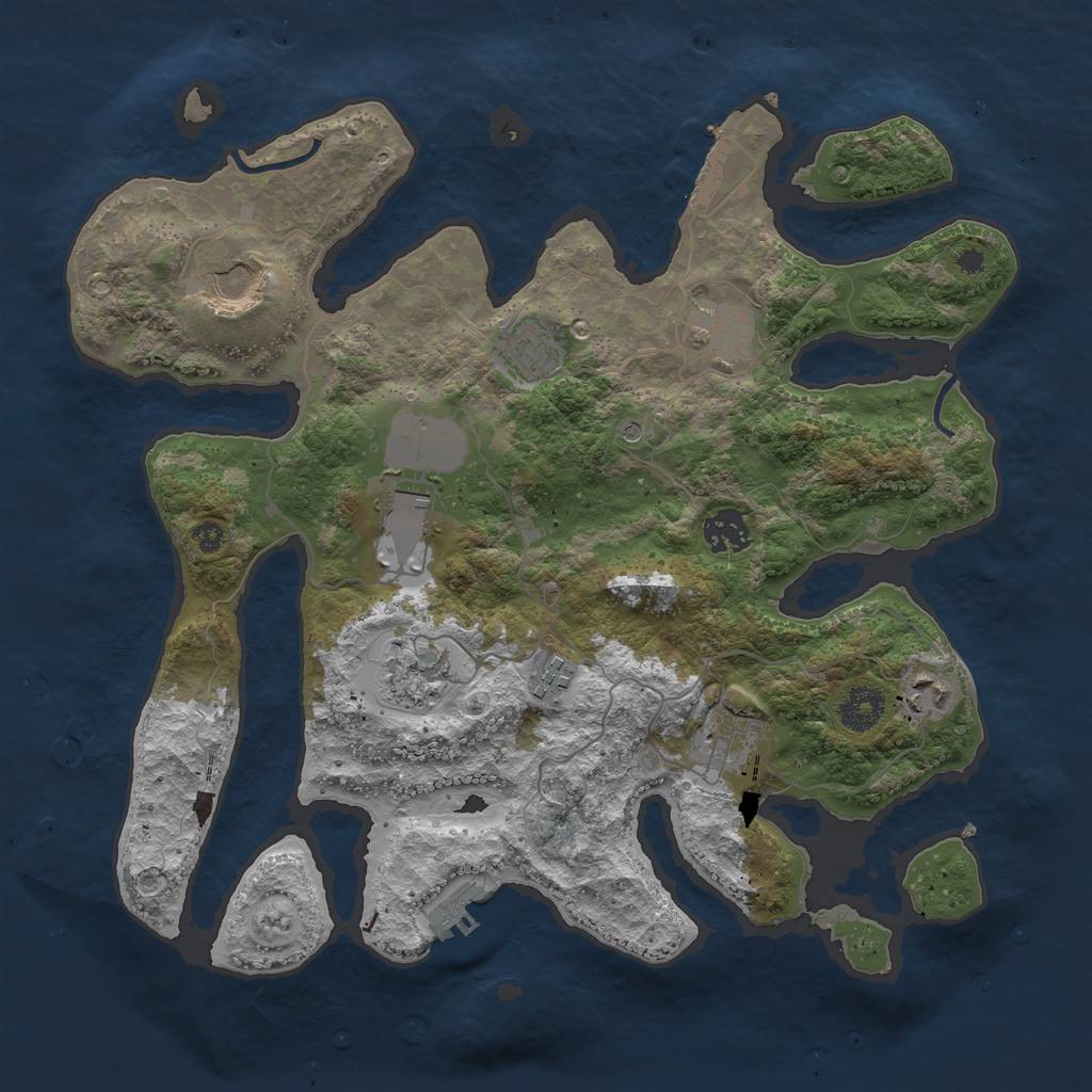 Rust Map: Procedural Map, Size: 3600, Seed: 1169902662, 14 Monuments